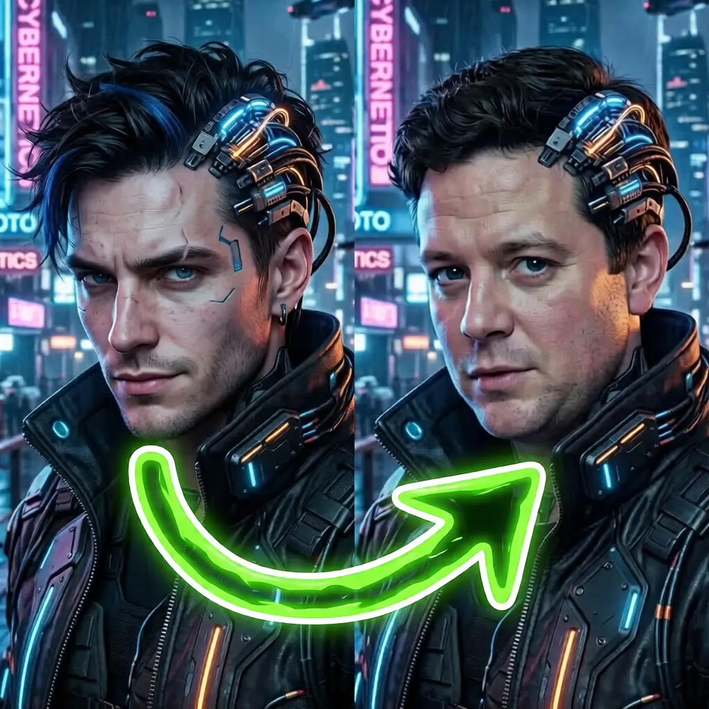 Cyberpunk head swap example